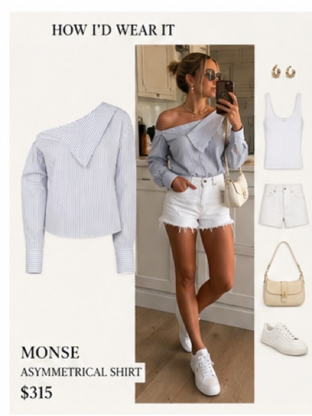 💙 Monse Asymmetrical Flap Collar Shirt | Sz 6 | Blue & White Stripe | $890 Retai